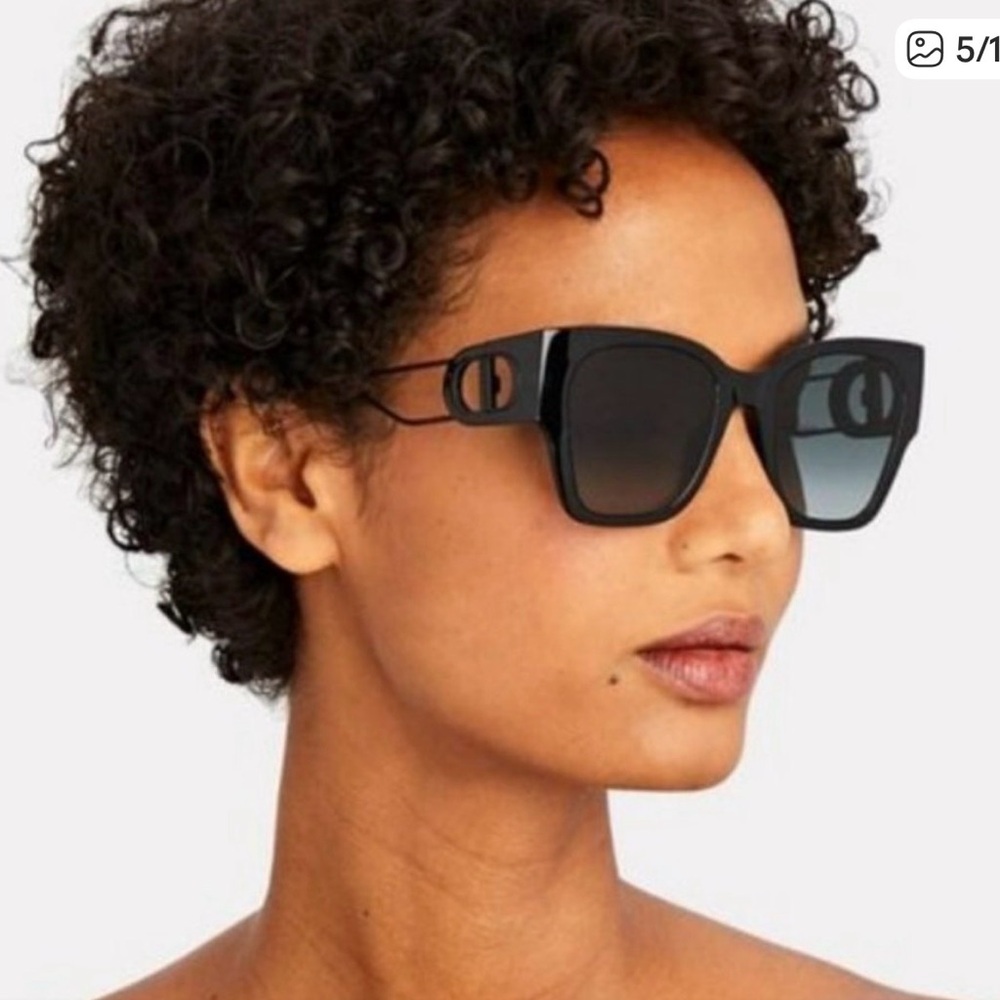 Dior 30MONTAIGNE S2U 14A0 LIKE NEW Sunglasses Black Women Cat Eye Oversized
